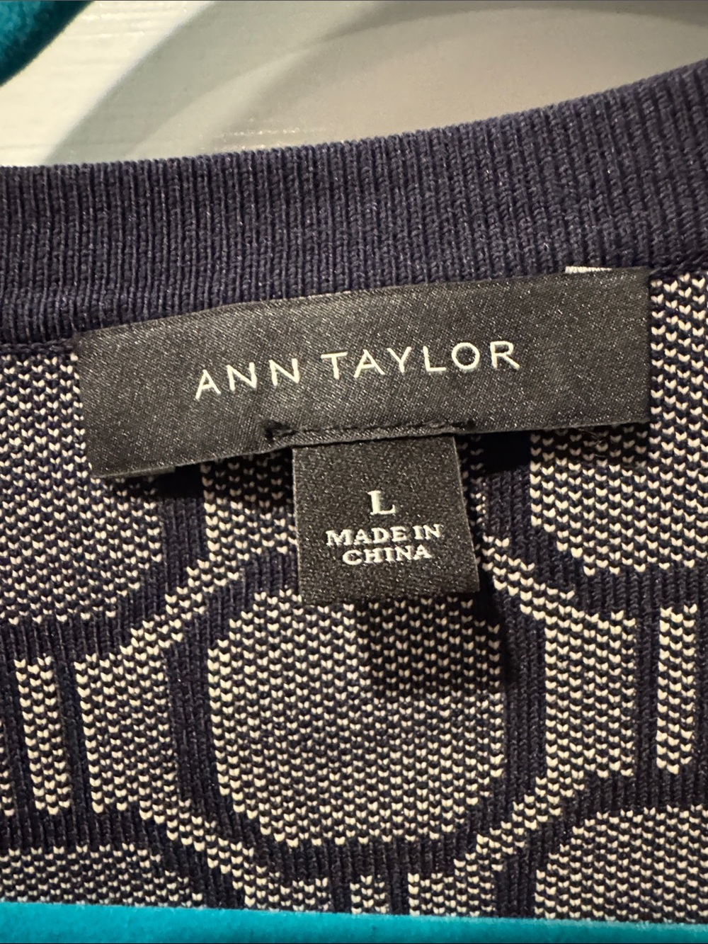 Ann Taylor Navy & Cream Geometric Button-Front Jacket - Picture 2 of 4